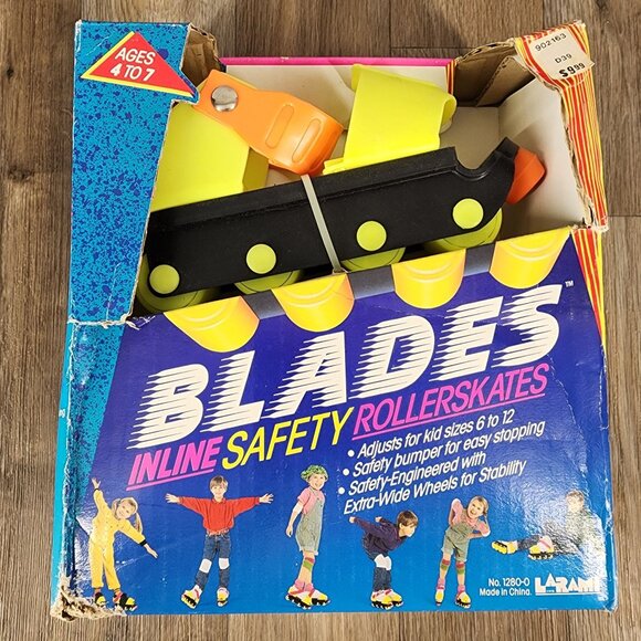 VTG 1991 Larame Blades Inline Safety Rollerskates Adjustable Size 6-12 Ages 4-7 - Picture 1 of 3